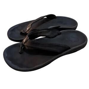 Olukai Ohana Flip Flops Women 8 20110 4848 Brown Black Sandals Shoes